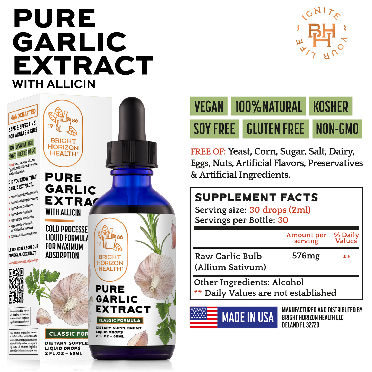 Classic Pure Garlic Extract with Allicin - 2 fl oz