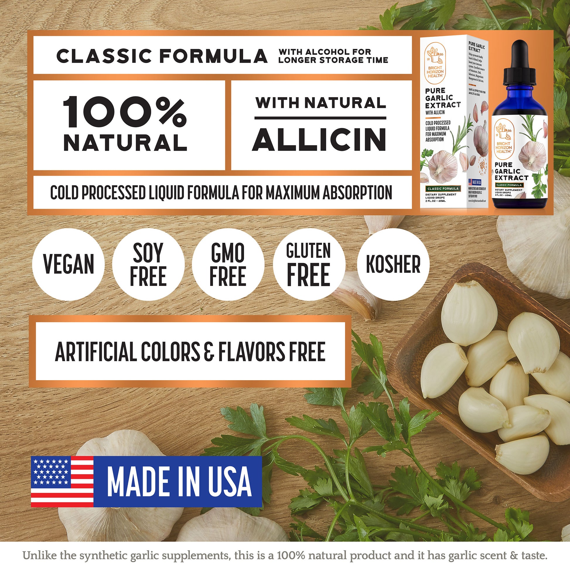 Classic Pure Garlic Extract with Allicin - 2 fl oz